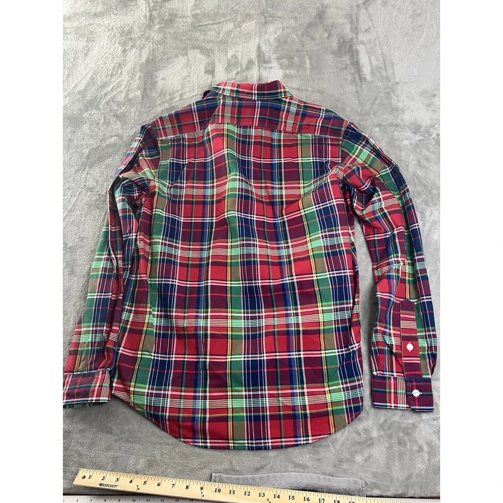 Polo Ralph Lauren Mens Shirt Large Red Green Plaid Button Front